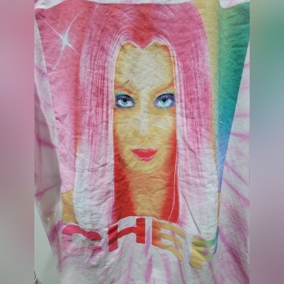 CHER Pink Tie Dye 100% Cotton Graphic Music T-Shirt - Picture 3 of 6